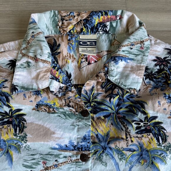 Vintage Ocean Pacific OP Hawaiian‎ Shirt Womens L Beach Surf Island Floral USA - Picture 9 of 9